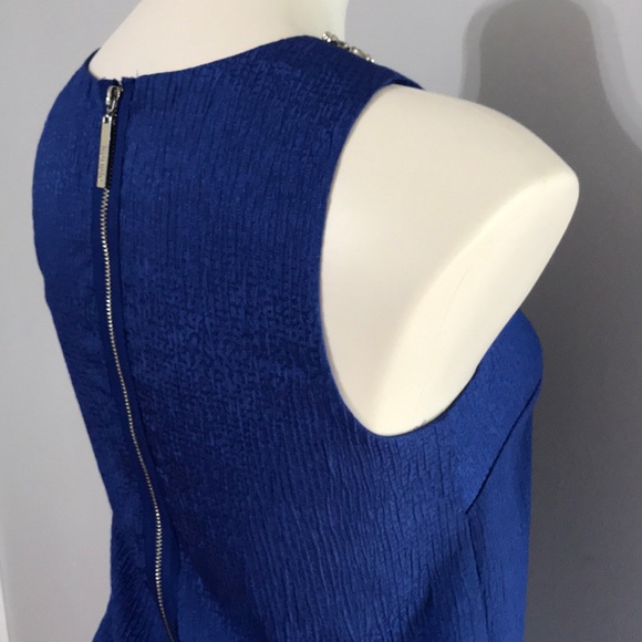 Kensie • Drop Waist Blue Brocade Blue Ink Dress - Picture 4 of 11